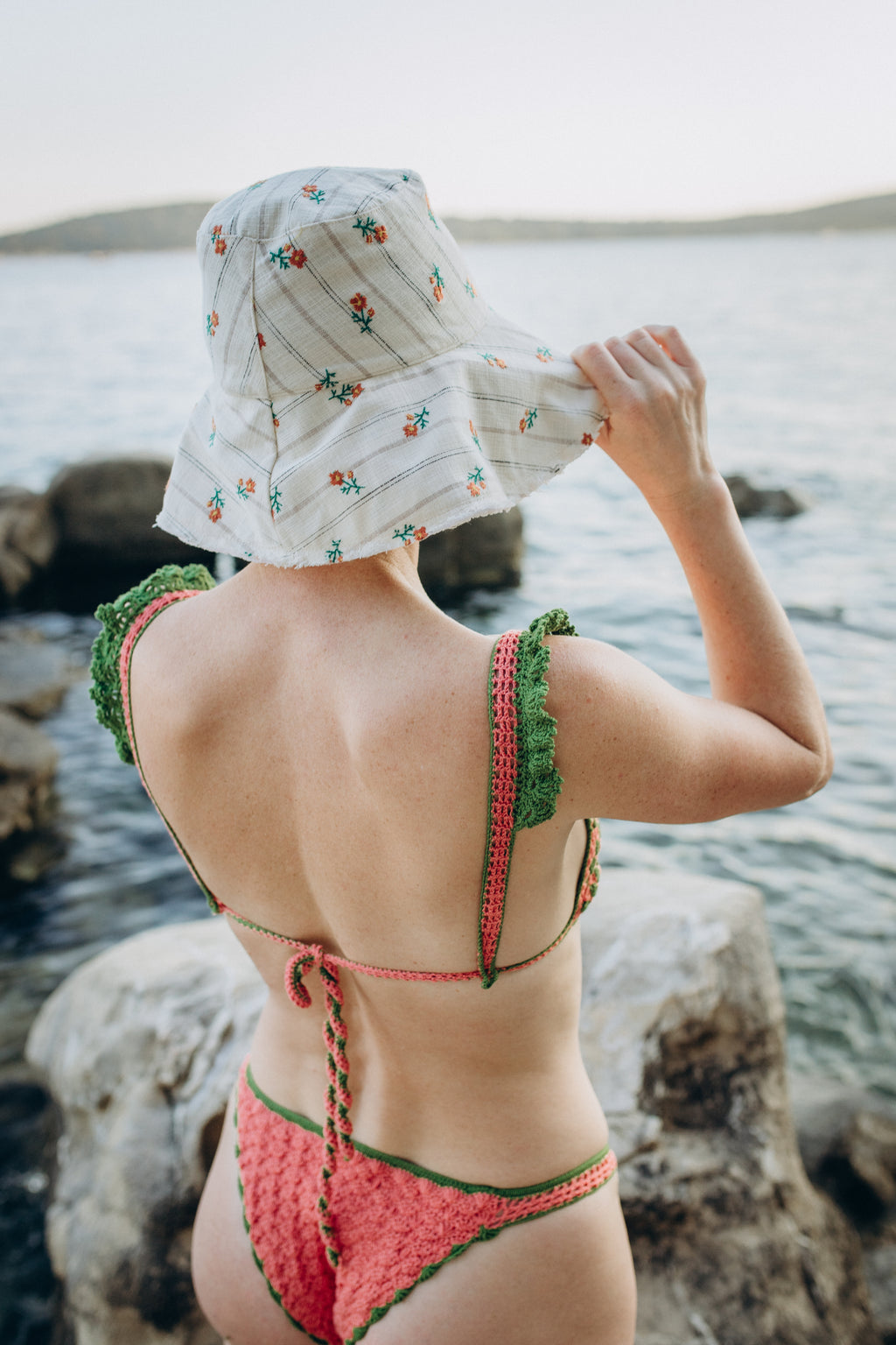 Crochet Bikini Set Ruffle Triangle Top & Bottom