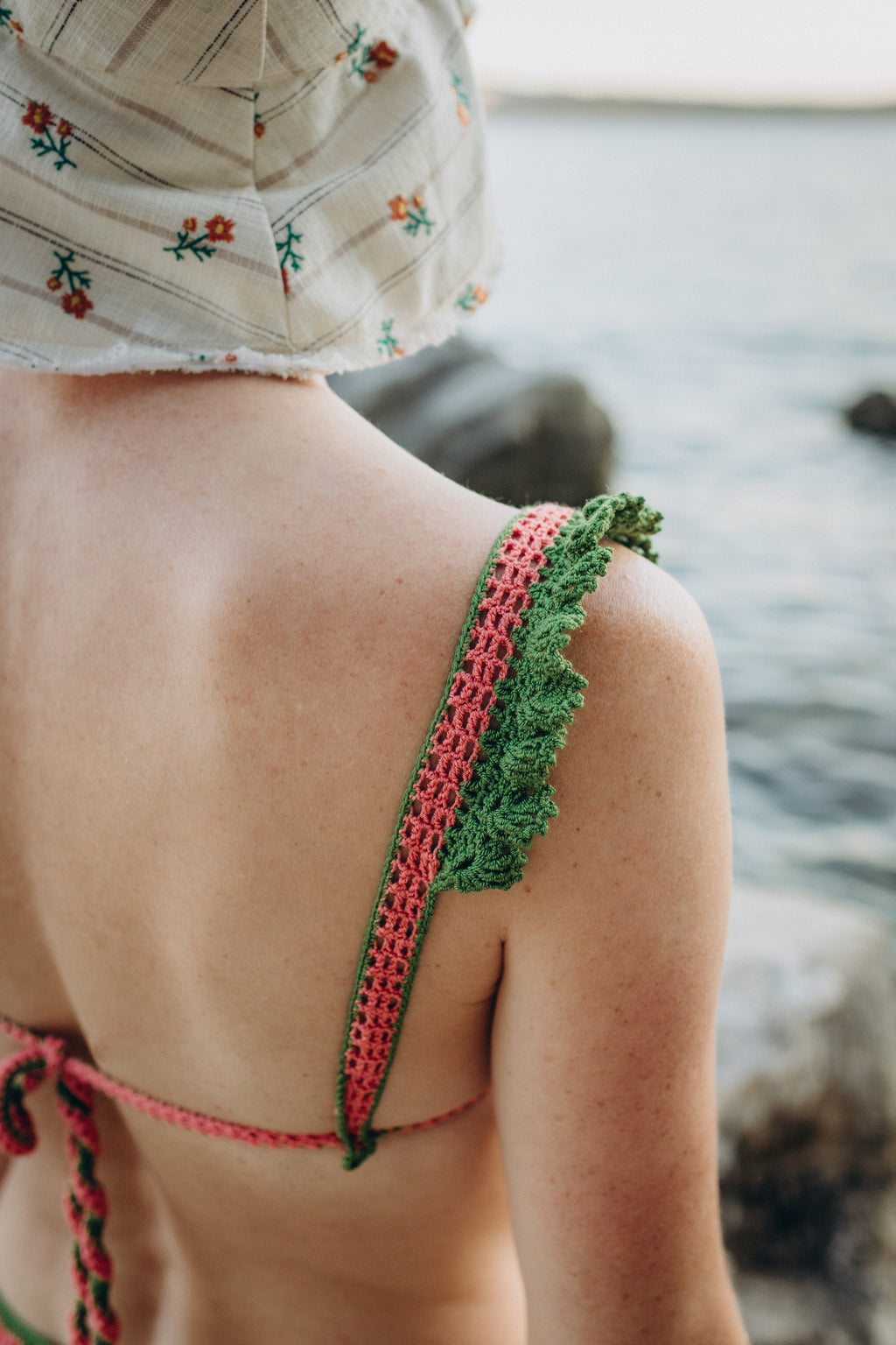 Crochet Bikini Set Ruffle Triangle Top & Bottom